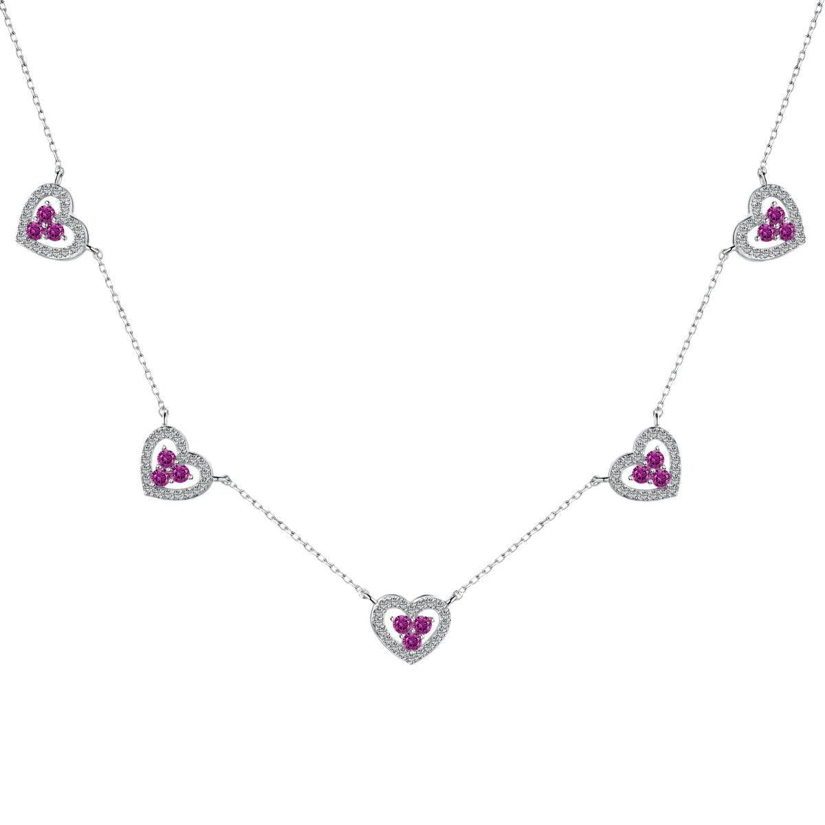 5 Hearts pink necklace-OrifineJewels