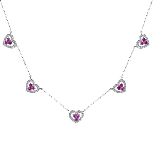 5 Hearts pink necklace-OrifineJewels