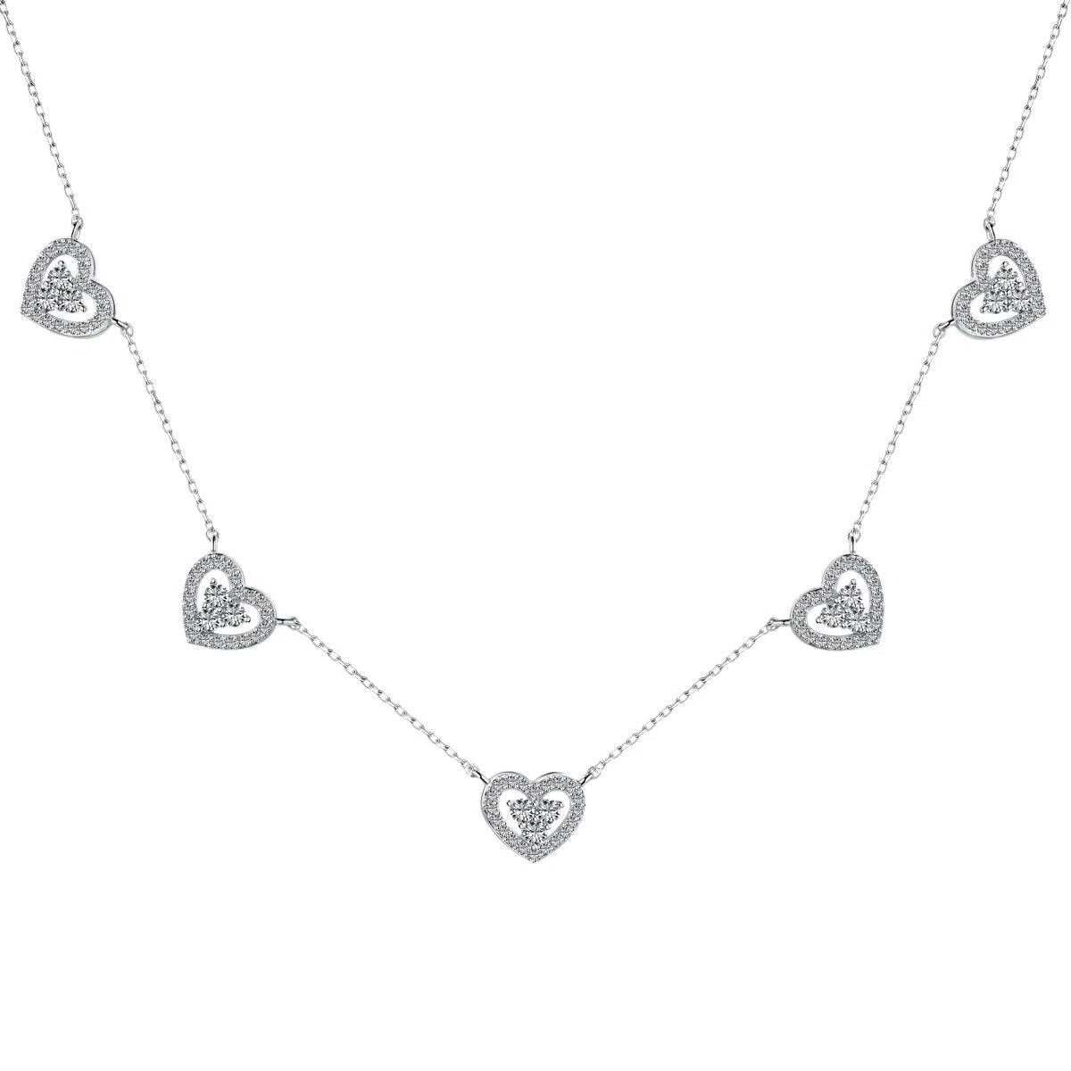 5 Hearts white necklace-OrifineJewels