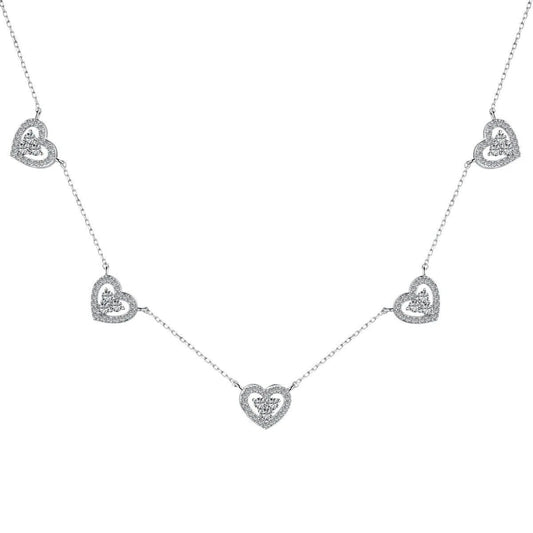 5 Hearts white necklace-OrifineJewels