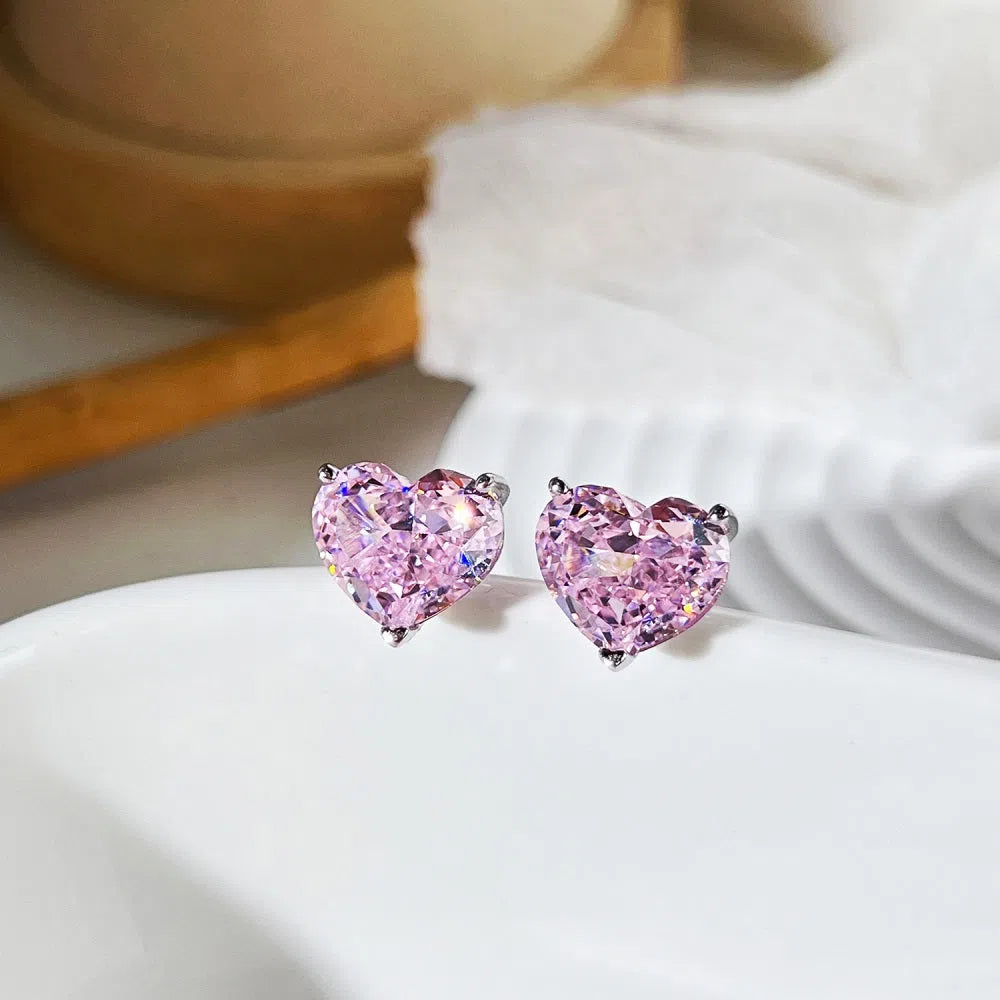 All pink heart studs-OrifineJewels