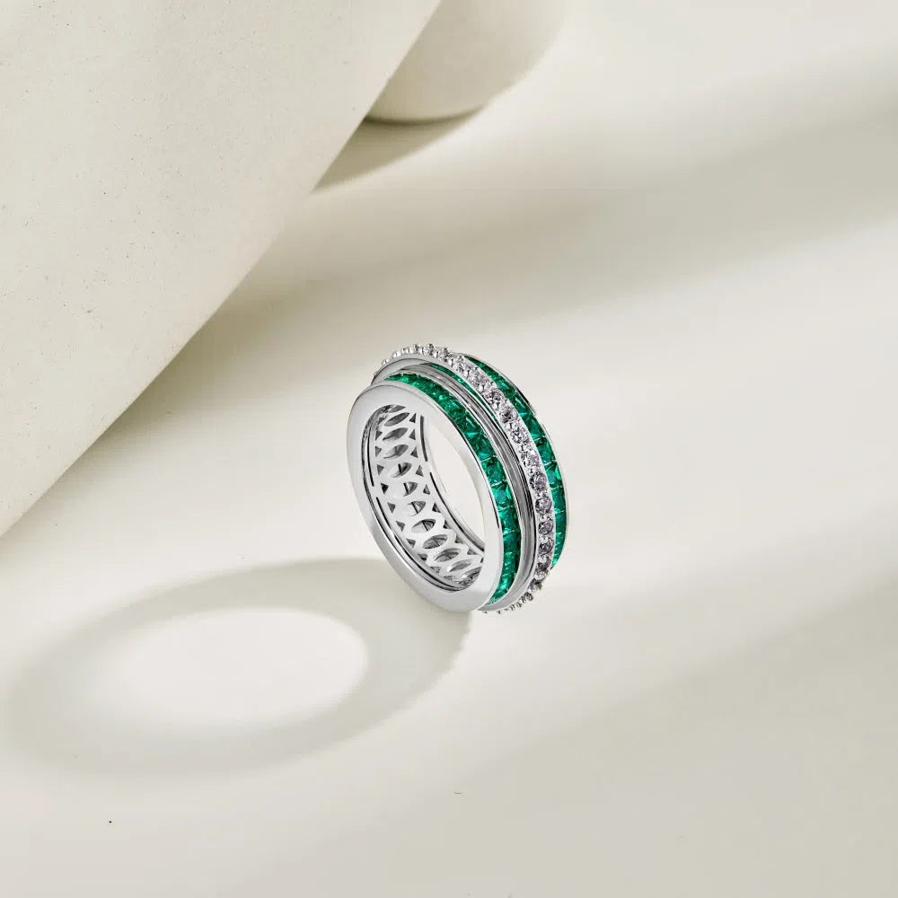 Alora twin green band ring-OrifineJewels