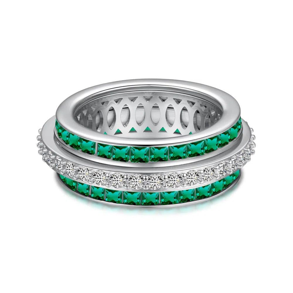 Alora twin green band ring-OrifineJewels