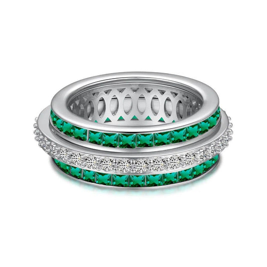 Alora twin green band ring-OrifineJewels