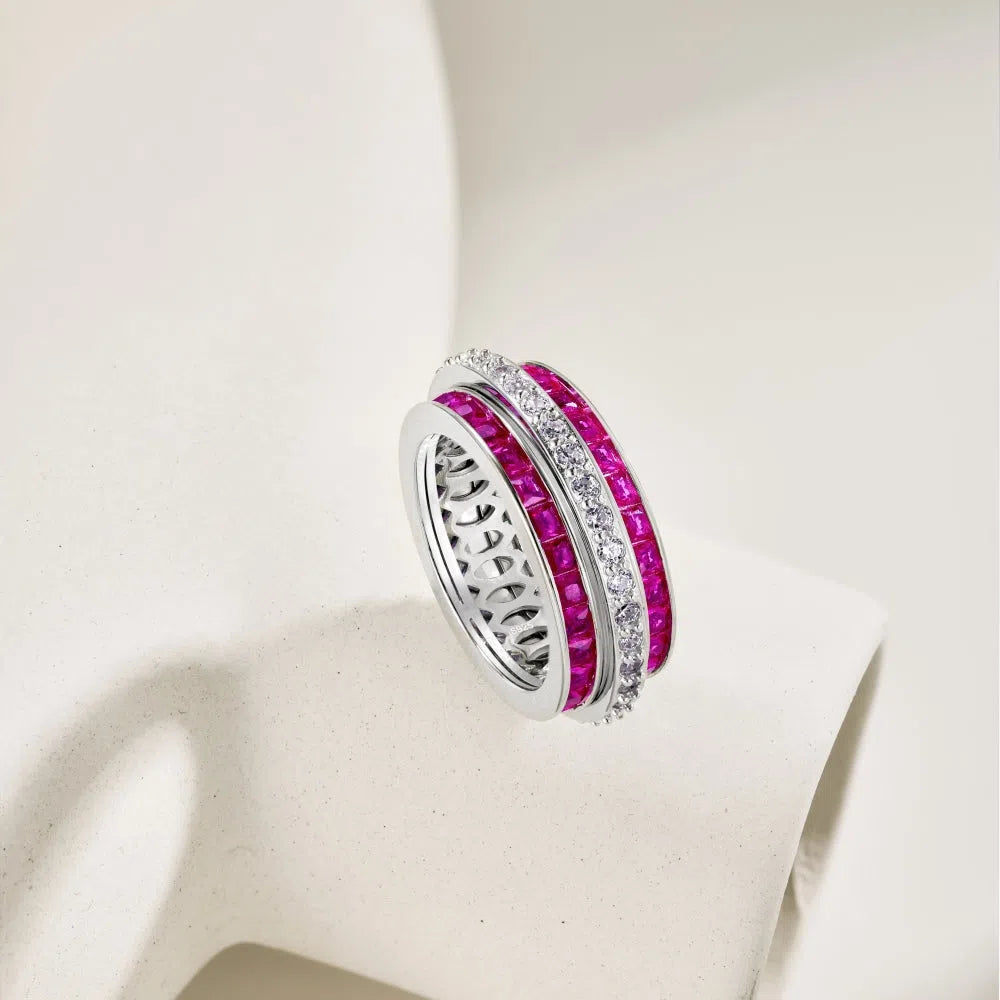 Alora twin red band ring-OrifineJewels