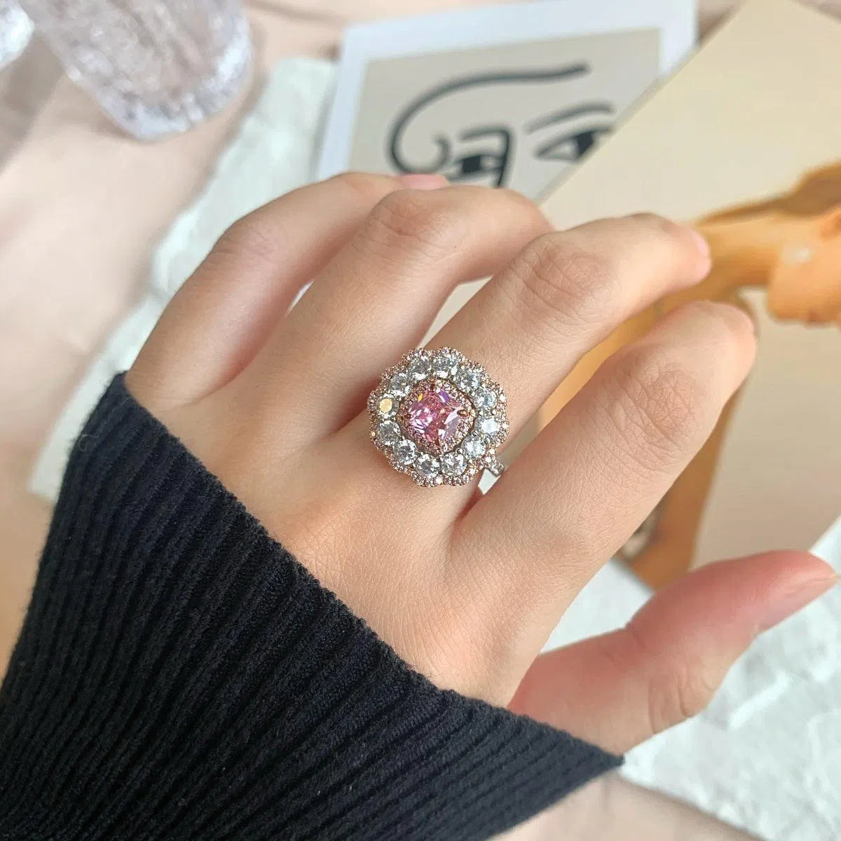 Astera pink motif ring-OrifineJewels