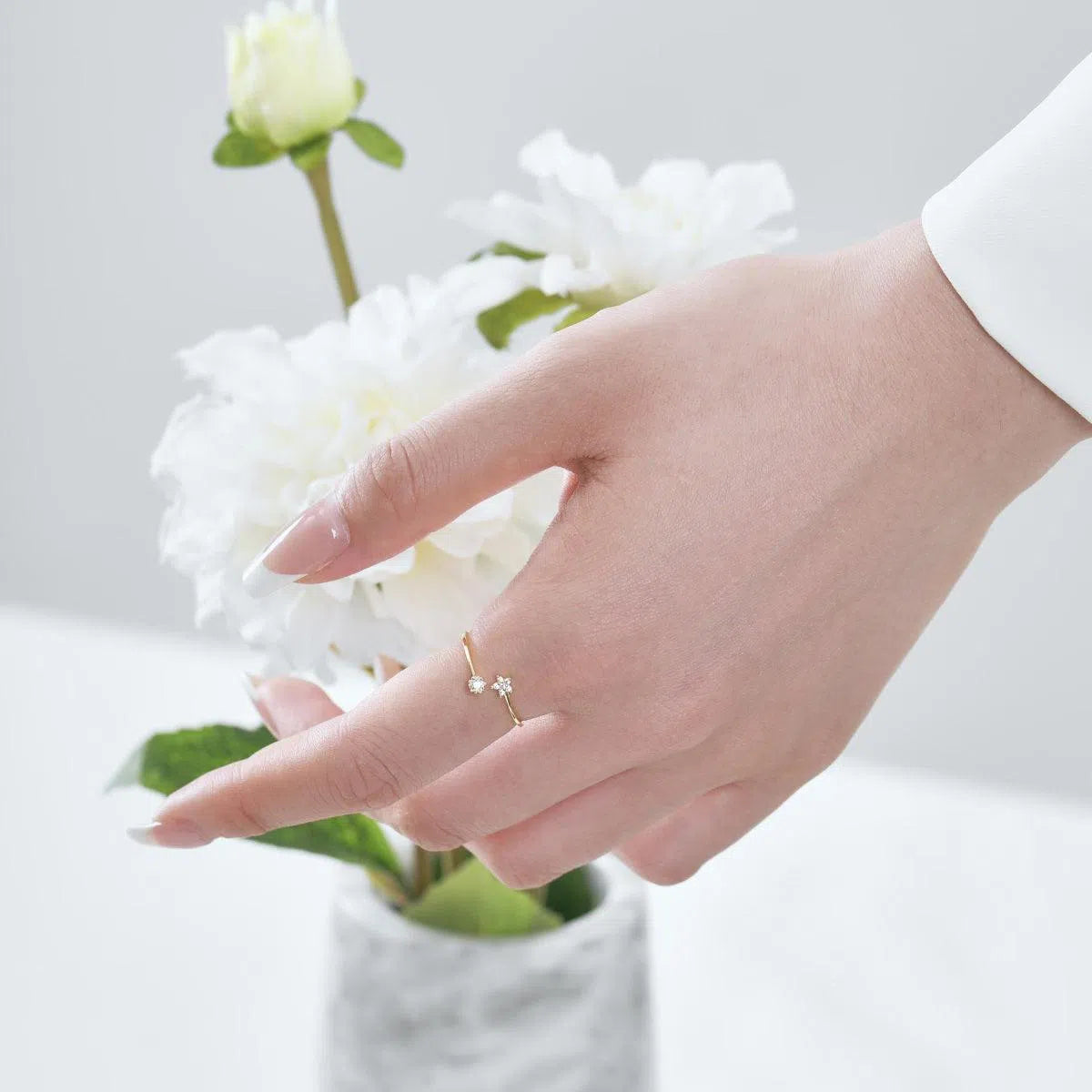 Dainty gold star adjustable ring-OrifineJewels