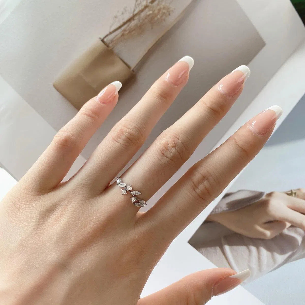 Dainty leaf ring-OrifineJewels