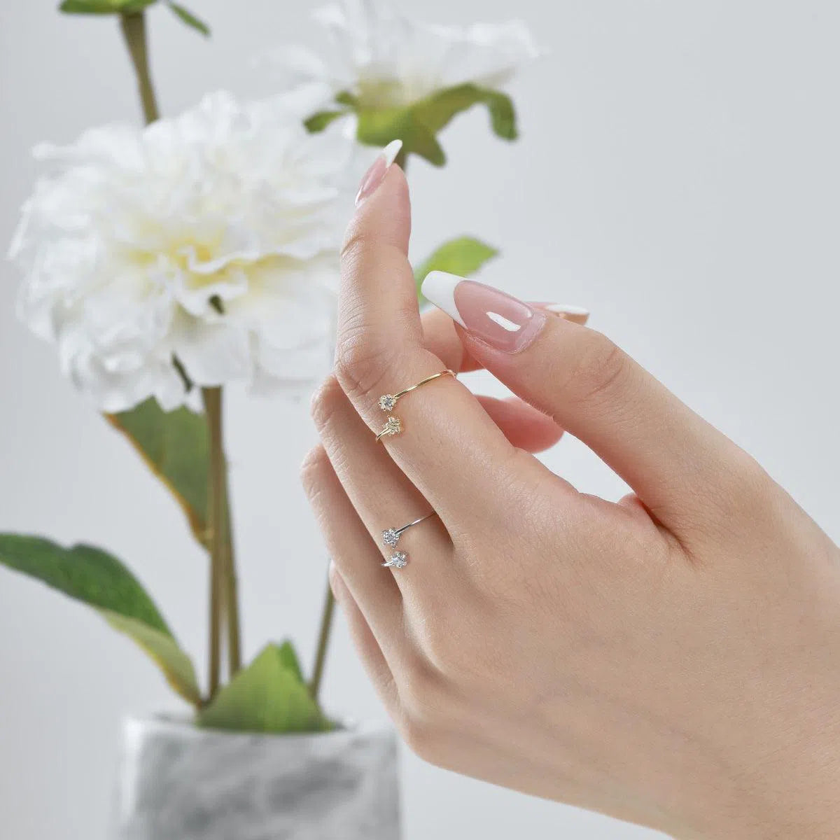 Dainty star adjustable ring-OrifineJewels