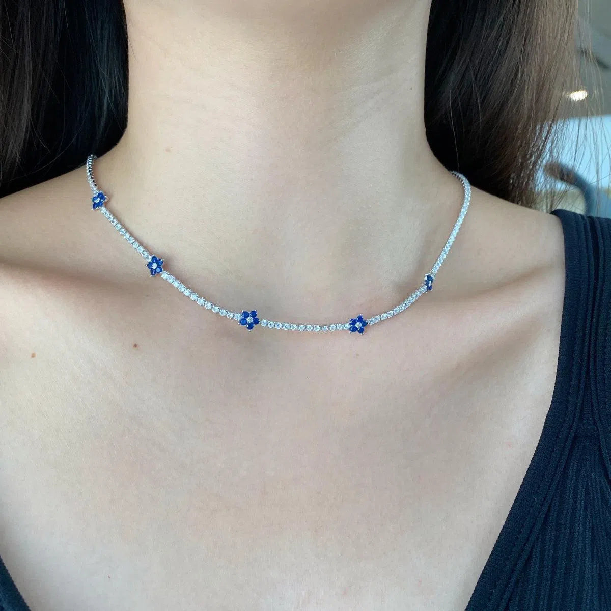 Elara blue tennis necklace-OrifineJewels