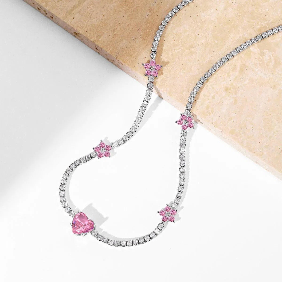 Elara pink heart necklace-OrifineJewels