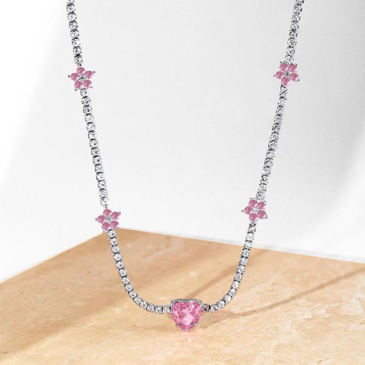 Elara pink heart necklace-OrifineJewels