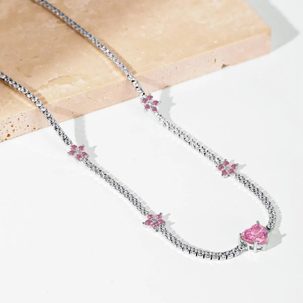 Elara pink heart necklace-OrifineJewels