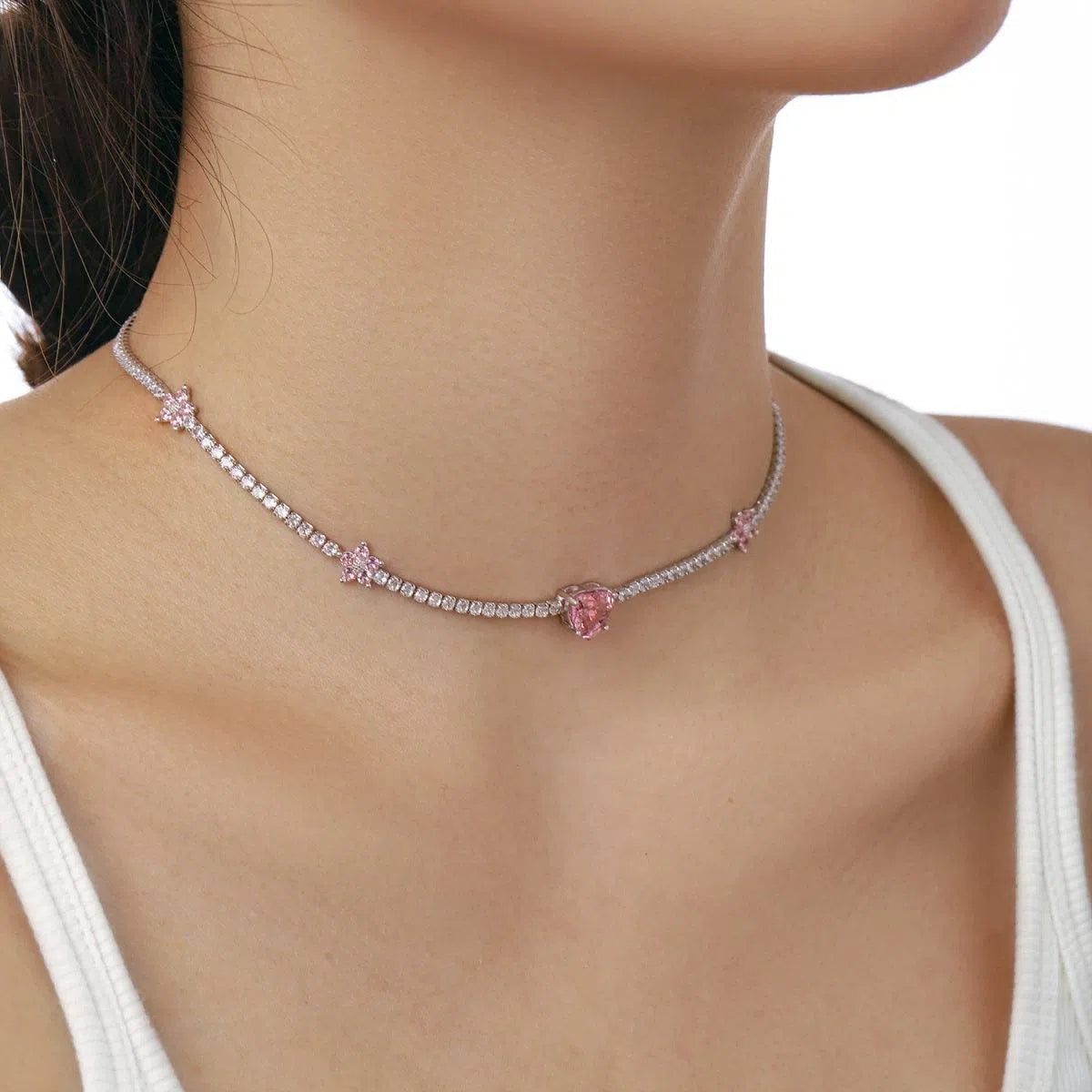 Elara pink heart necklace-OrifineJewels