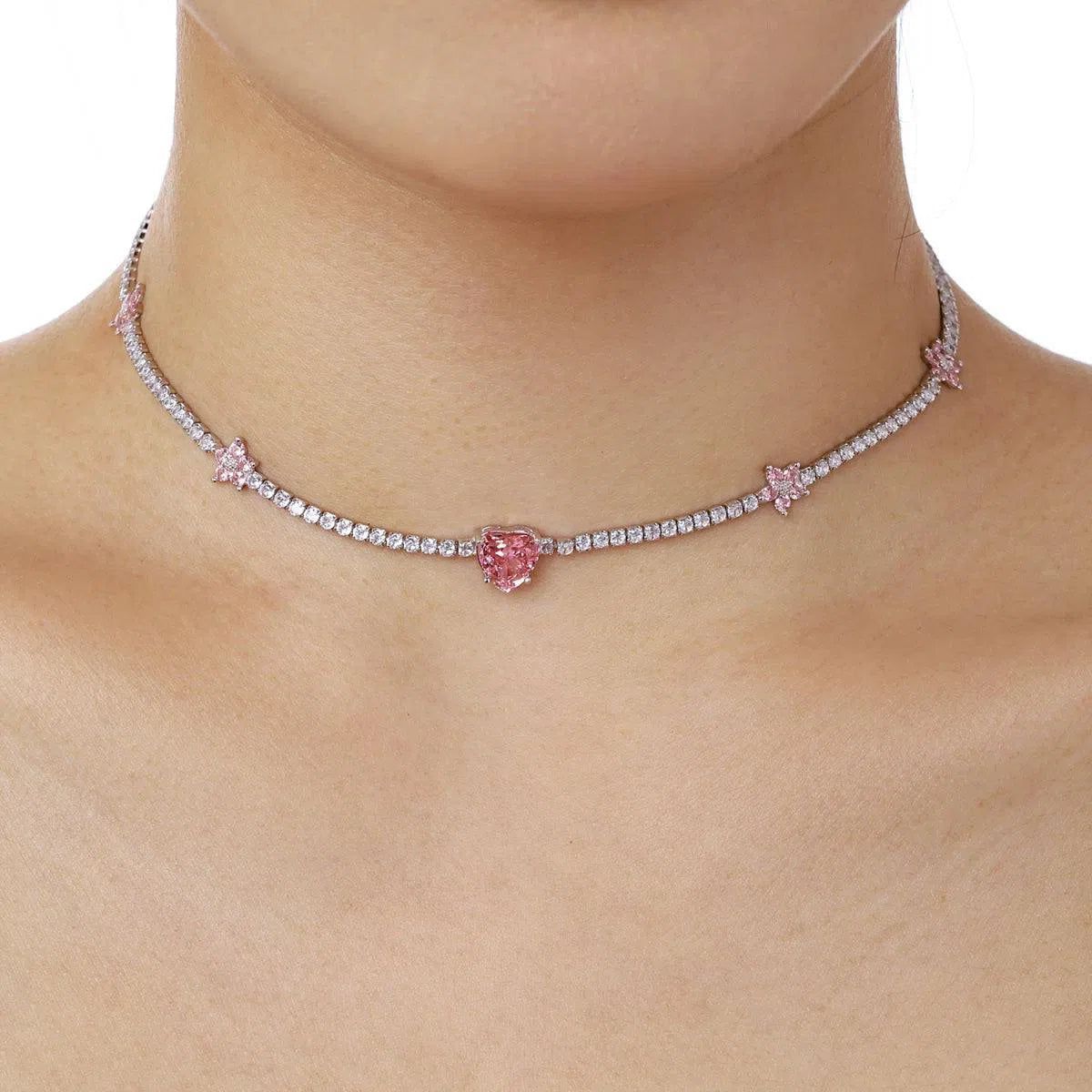 Elara pink heart necklace-OrifineJewels