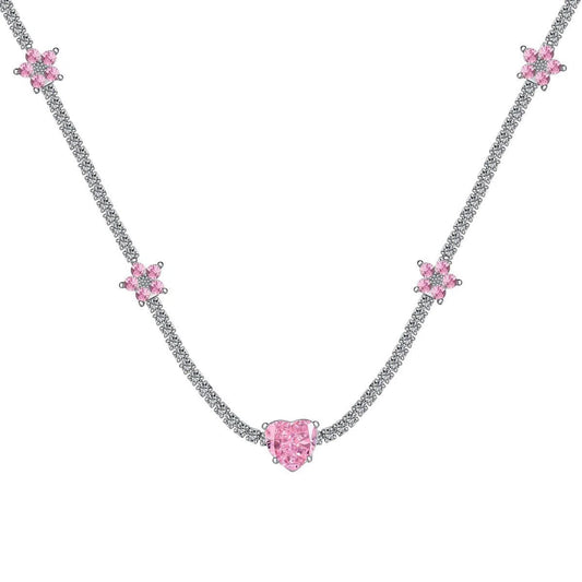 Elara pink heart necklace-OrifineJewels