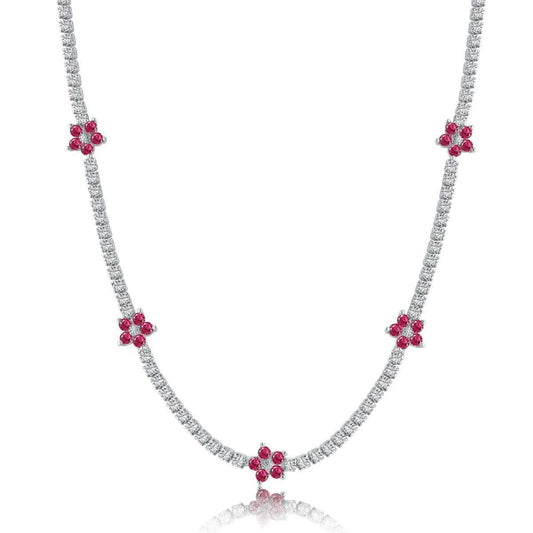 Elara pink tennis necklace-OrifineJewels