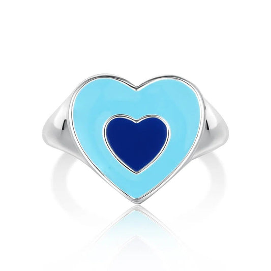 Elowen seablue enamel adjustable ring-OrifineJewels