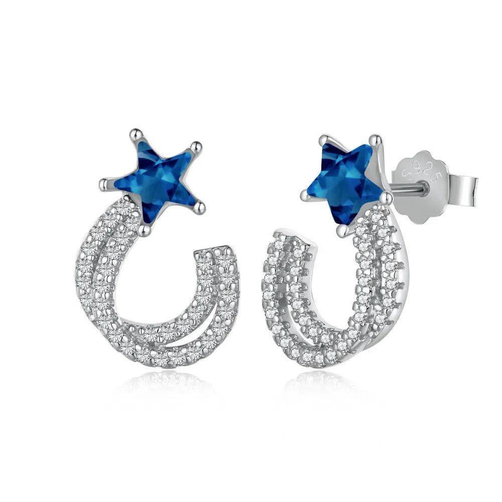 Eluna blue star round clip earring-OrifineJewels