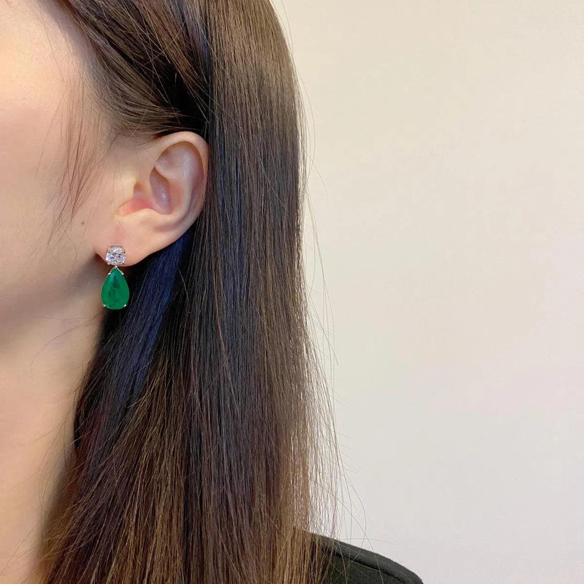 Elysara green drop earring-OrifineJewels