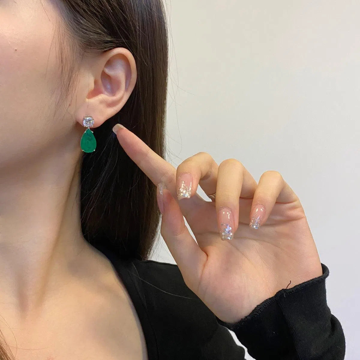 Elysara green drop earring-OrifineJewels