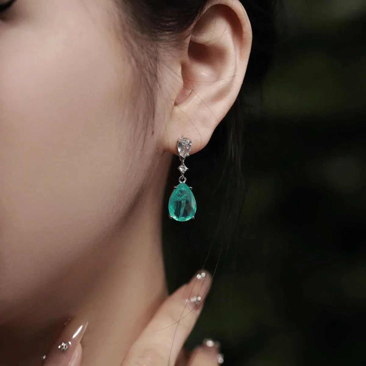 Elysara sea green drop earring-OrifineJewels