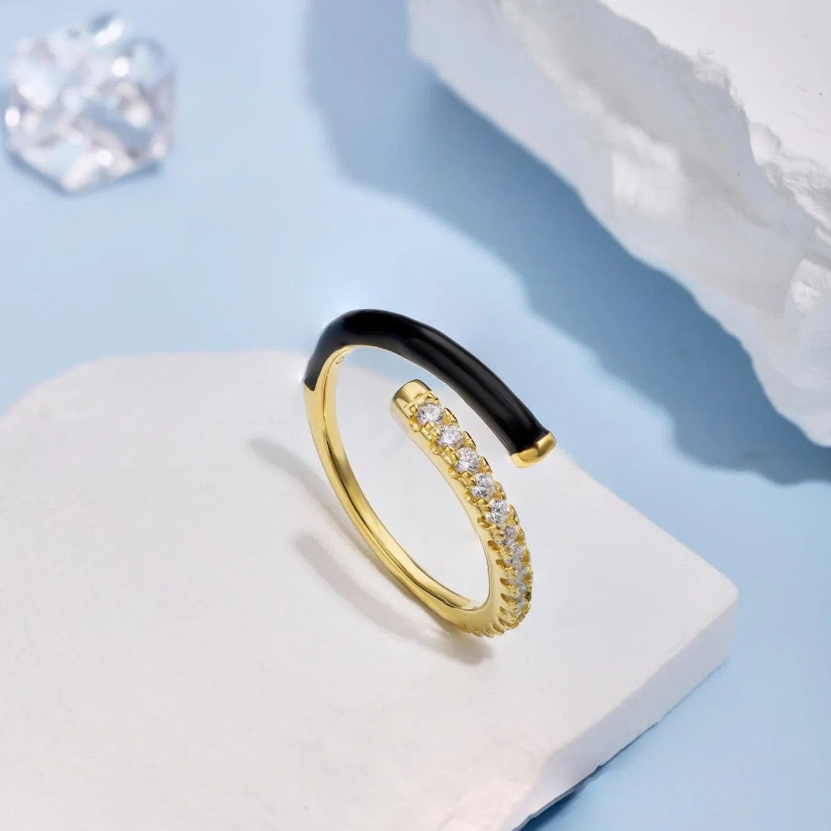 Enamel black band ring-OrifineJewels