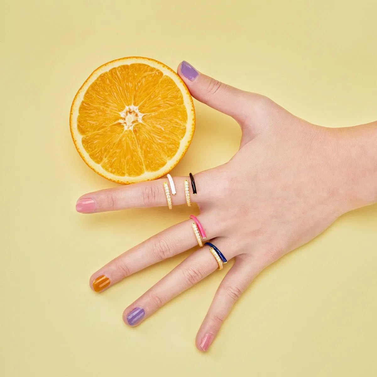 Enamel black band ring-OrifineJewels