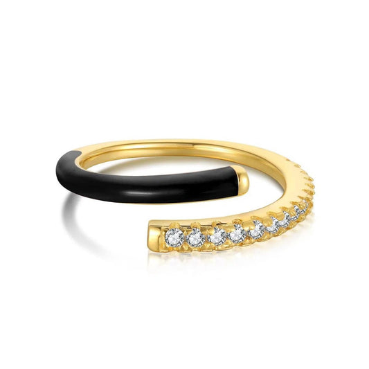 Enamel black band ring-OrifineJewels