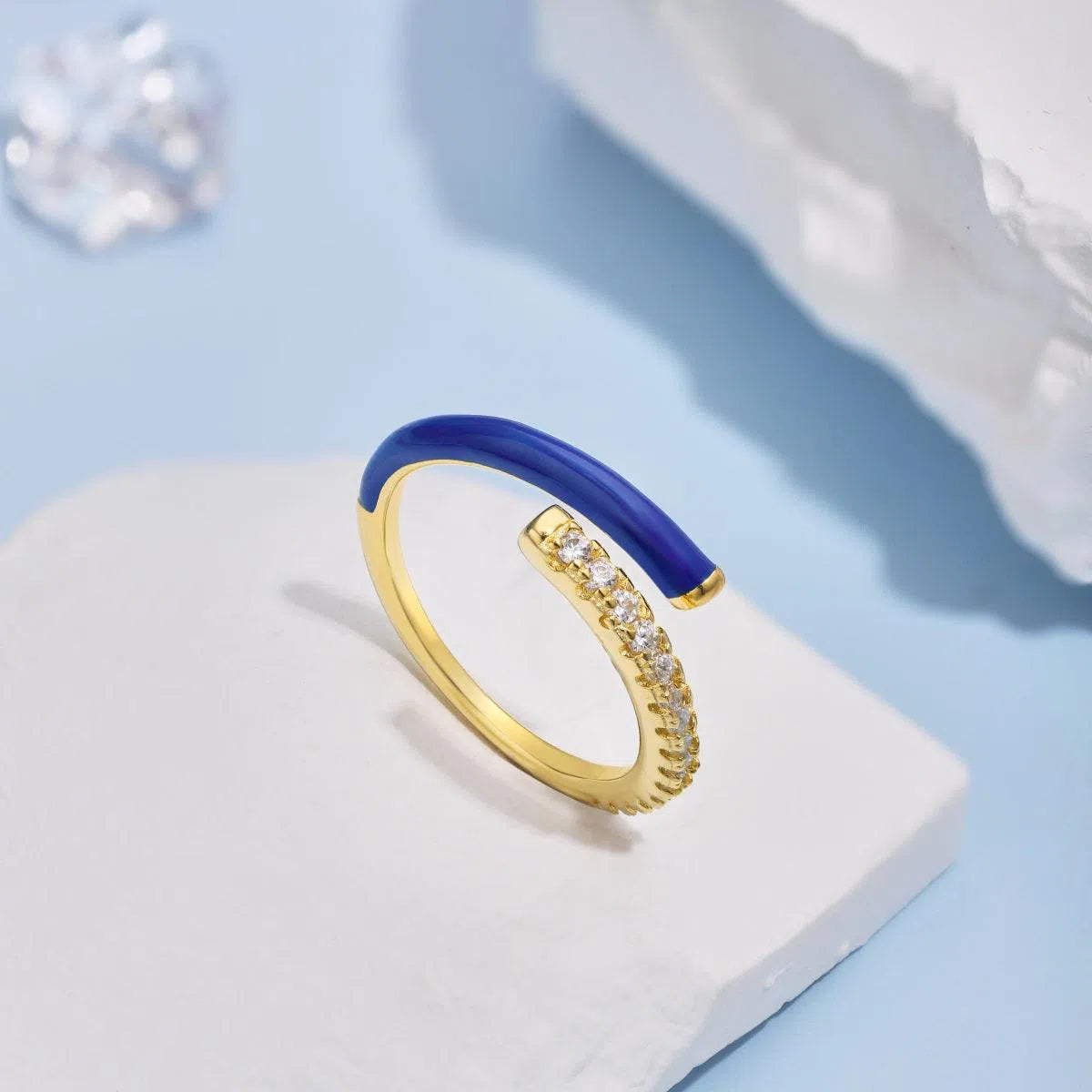 Enamel blue band ring-OrifineJewels