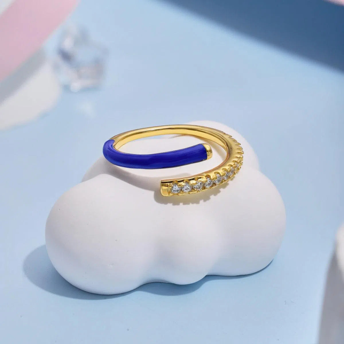 Enamel blue band ring-OrifineJewels