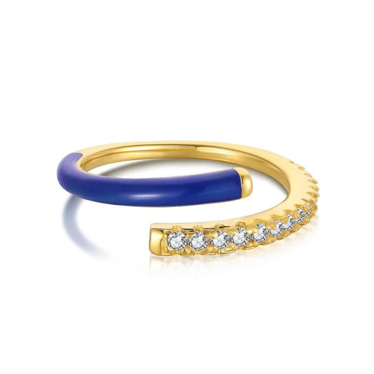 Enamel blue band ring-OrifineJewels