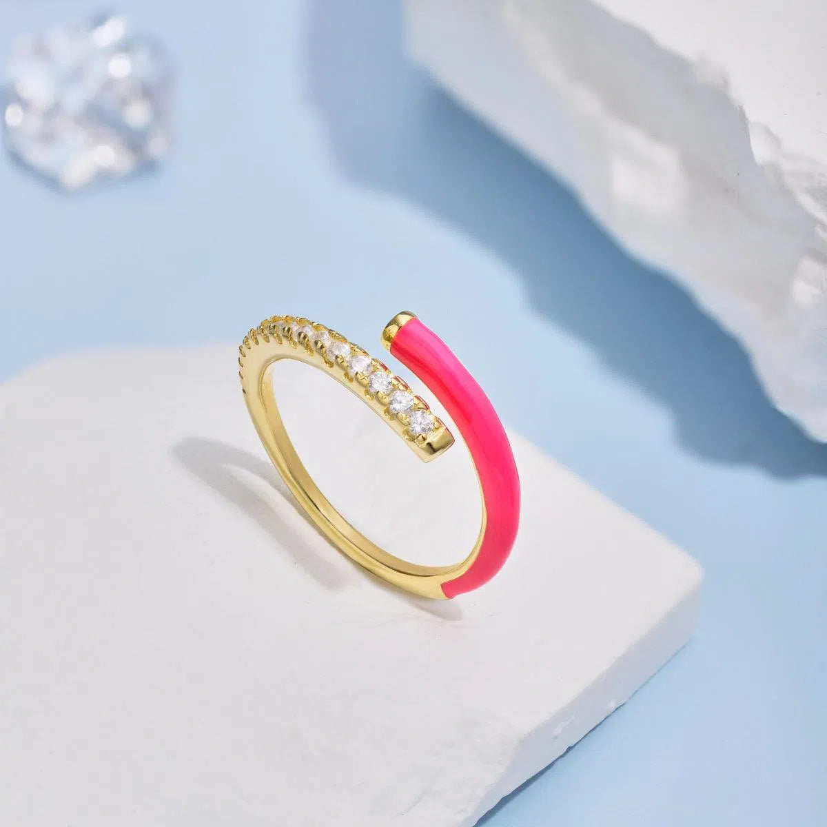 Enamel pink band ring-OrifineJewels