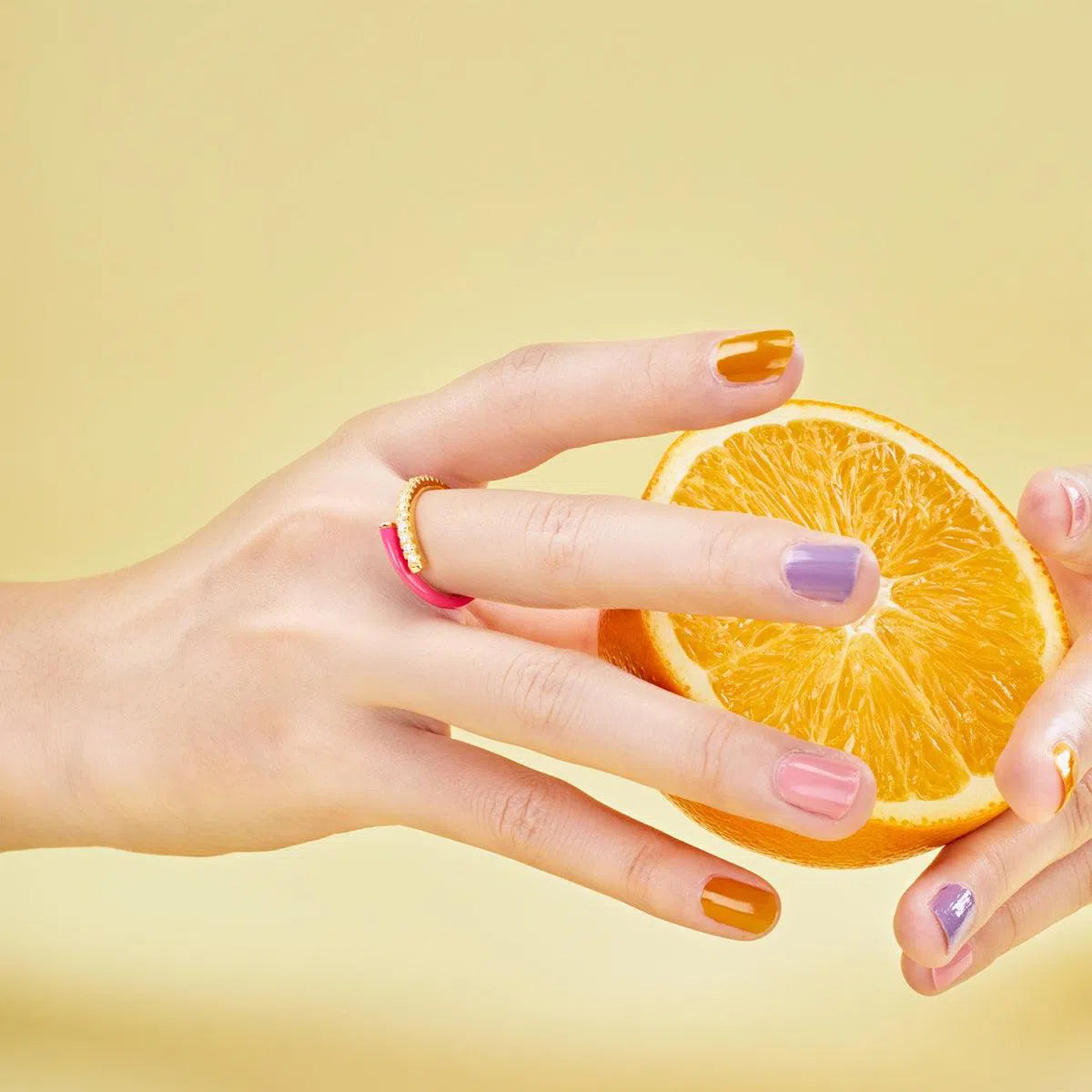 Enamel pink band ring-OrifineJewels