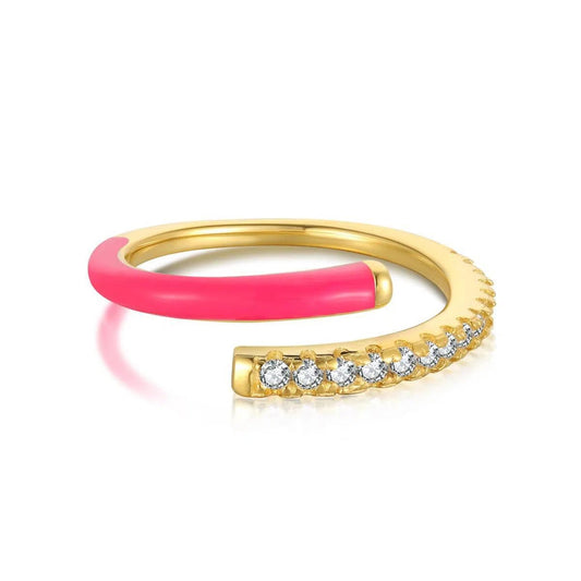 Enamel pink band ring-OrifineJewels