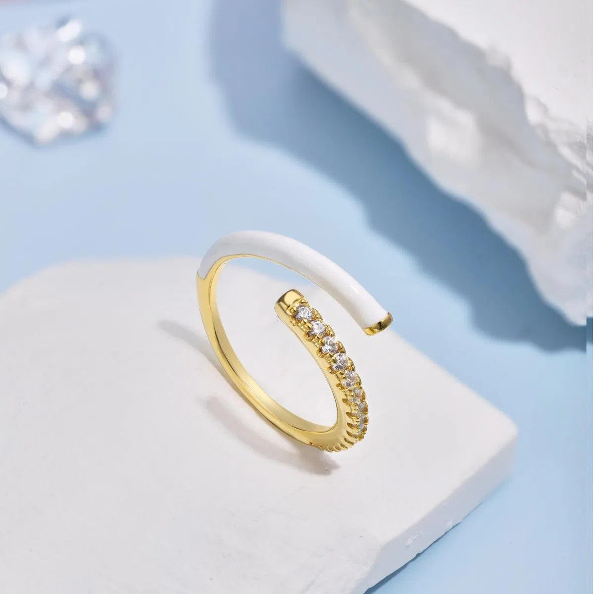 Enamel white band ring-OrifineJewels