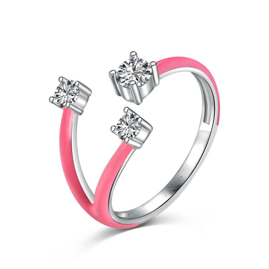 Enamel zara pink band ring-OrifineJewels