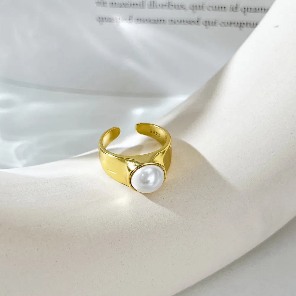 Ethiral pearl bold adjustable ring-OrifineJewels