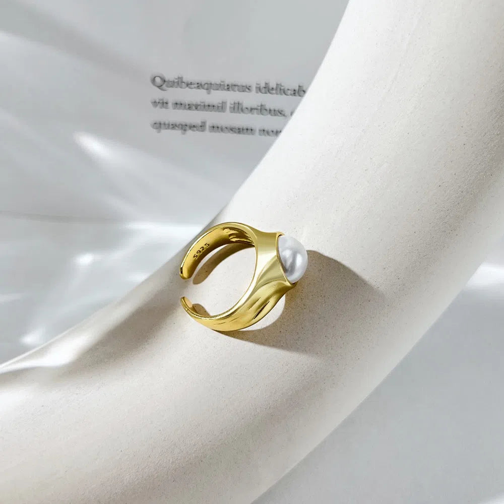 Ethiral pearl bold adjustable ring-OrifineJewels