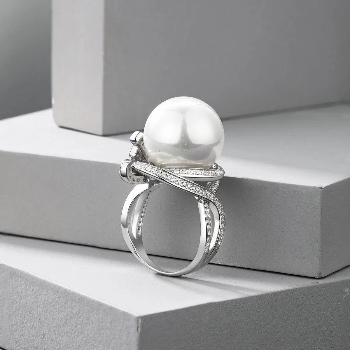 Ethiral pearl motif ring-OrifineJewels