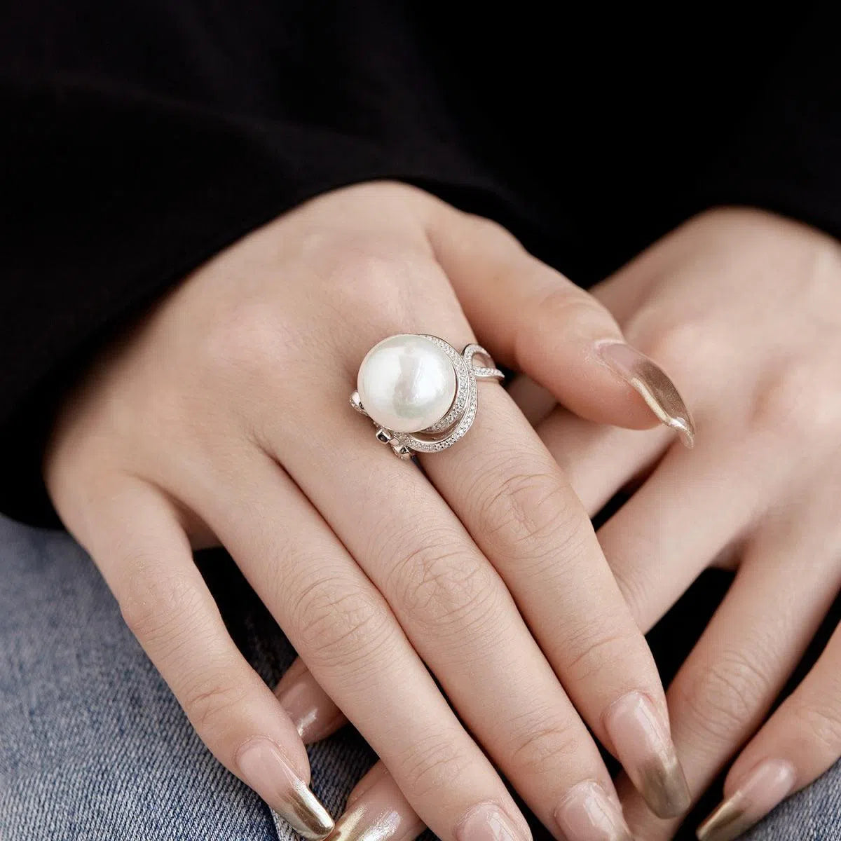 Ethiral pearl motif ring-OrifineJewels