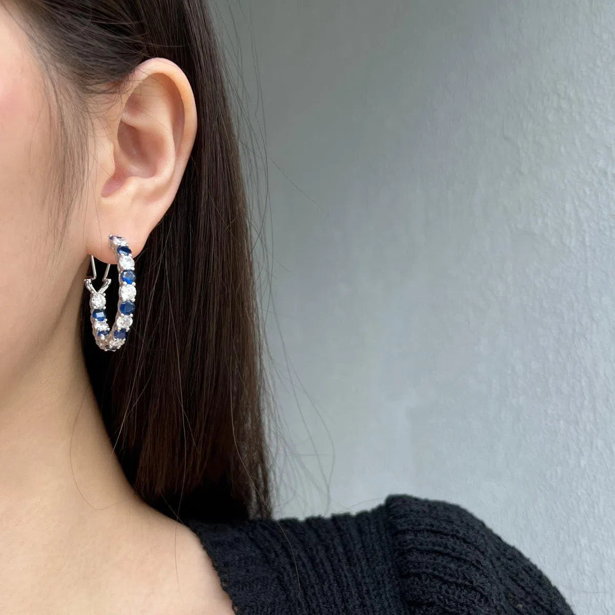 Ethora blue hoop earring-OrifineJewels