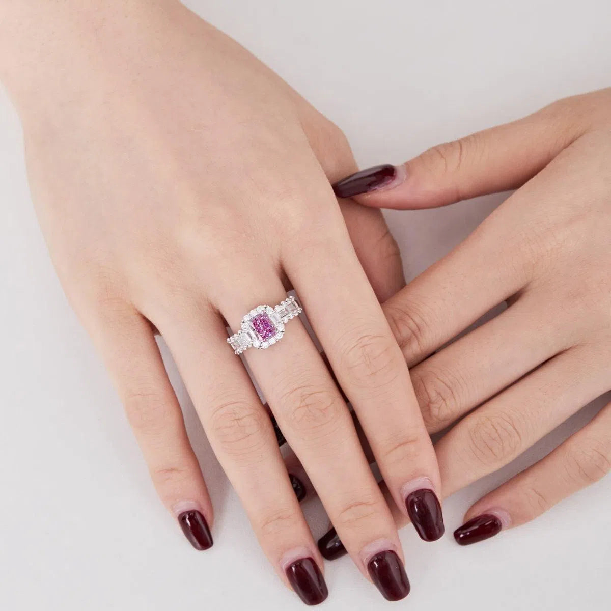 Evanya red halo ring-OrifineJewels