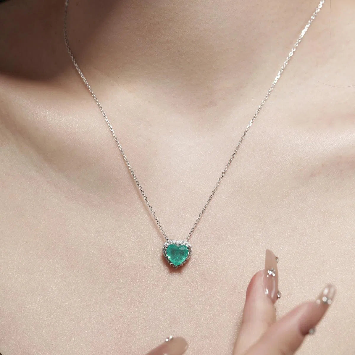 Hearts sea green pendant-OrifineJewels