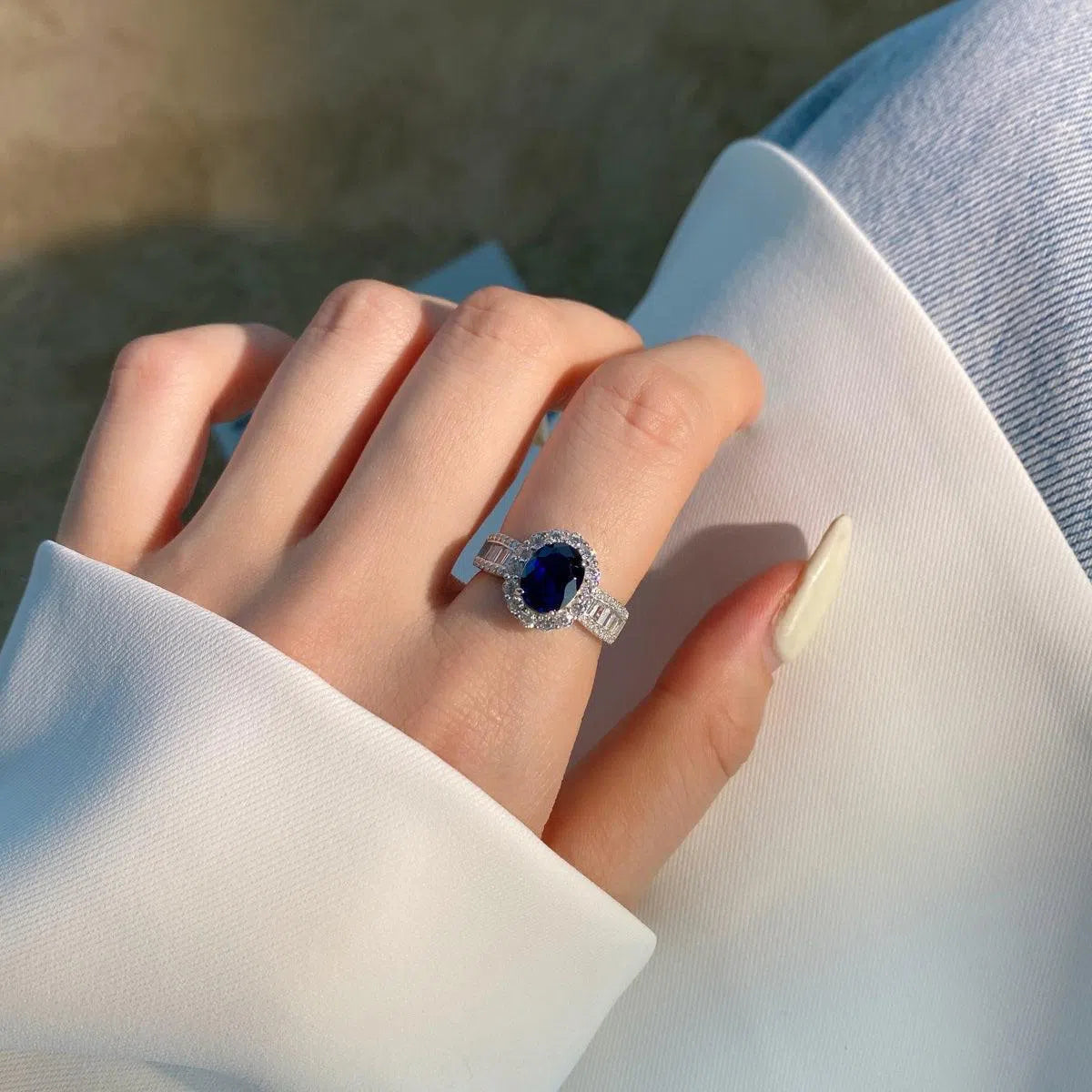 Iris blue band ring-OrifineJewels