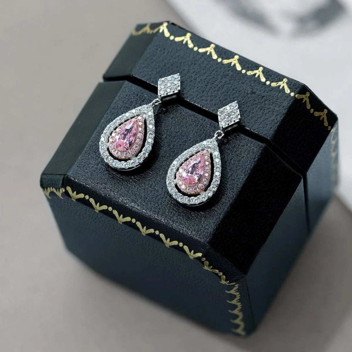 Iris pink drop earring-OrifineJewels