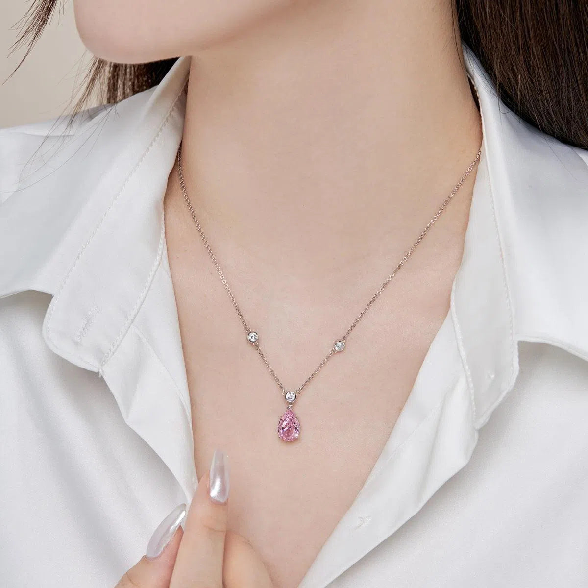 Iris pink drop pendant-OrifineJewels