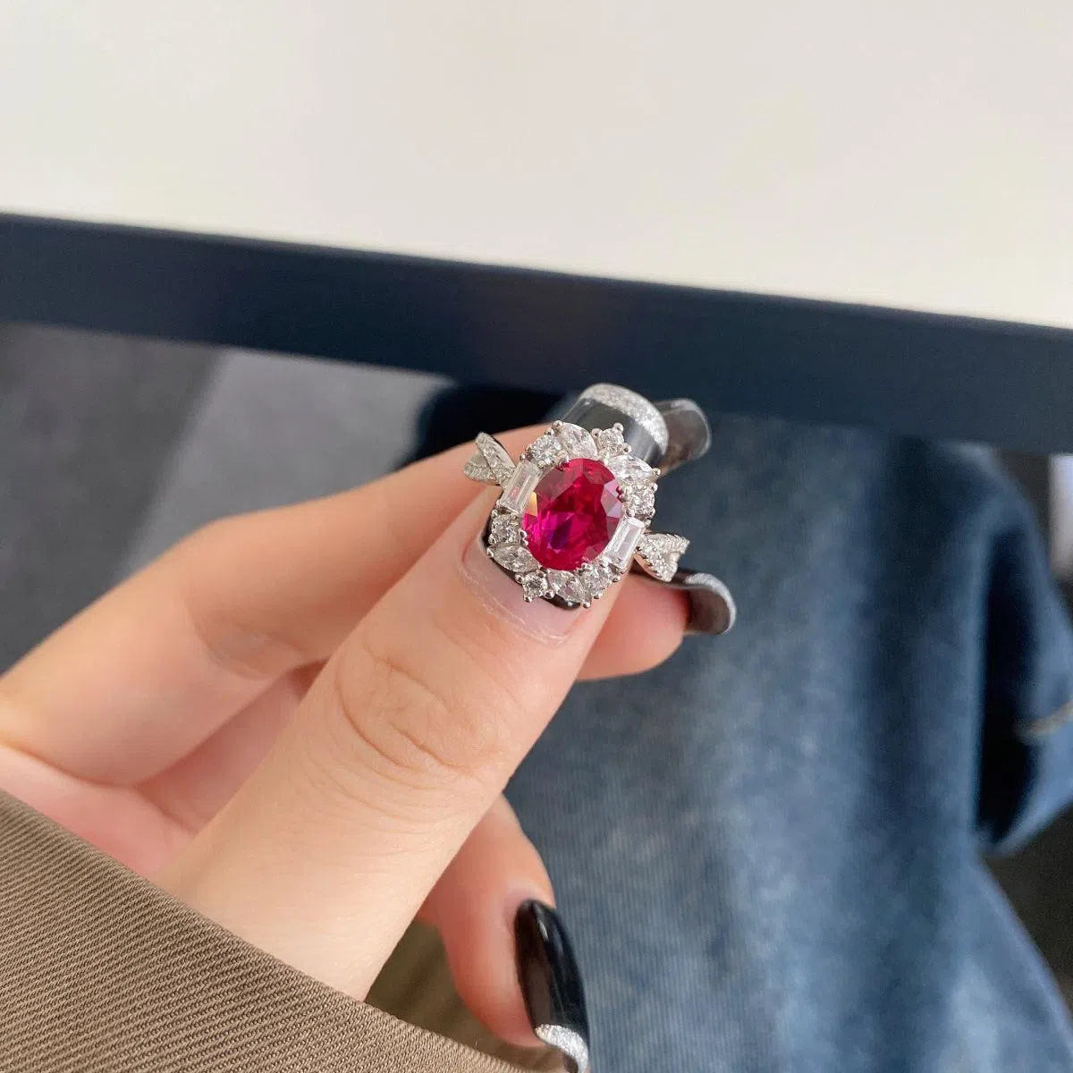 Iris red motif ring-OrifineJewels