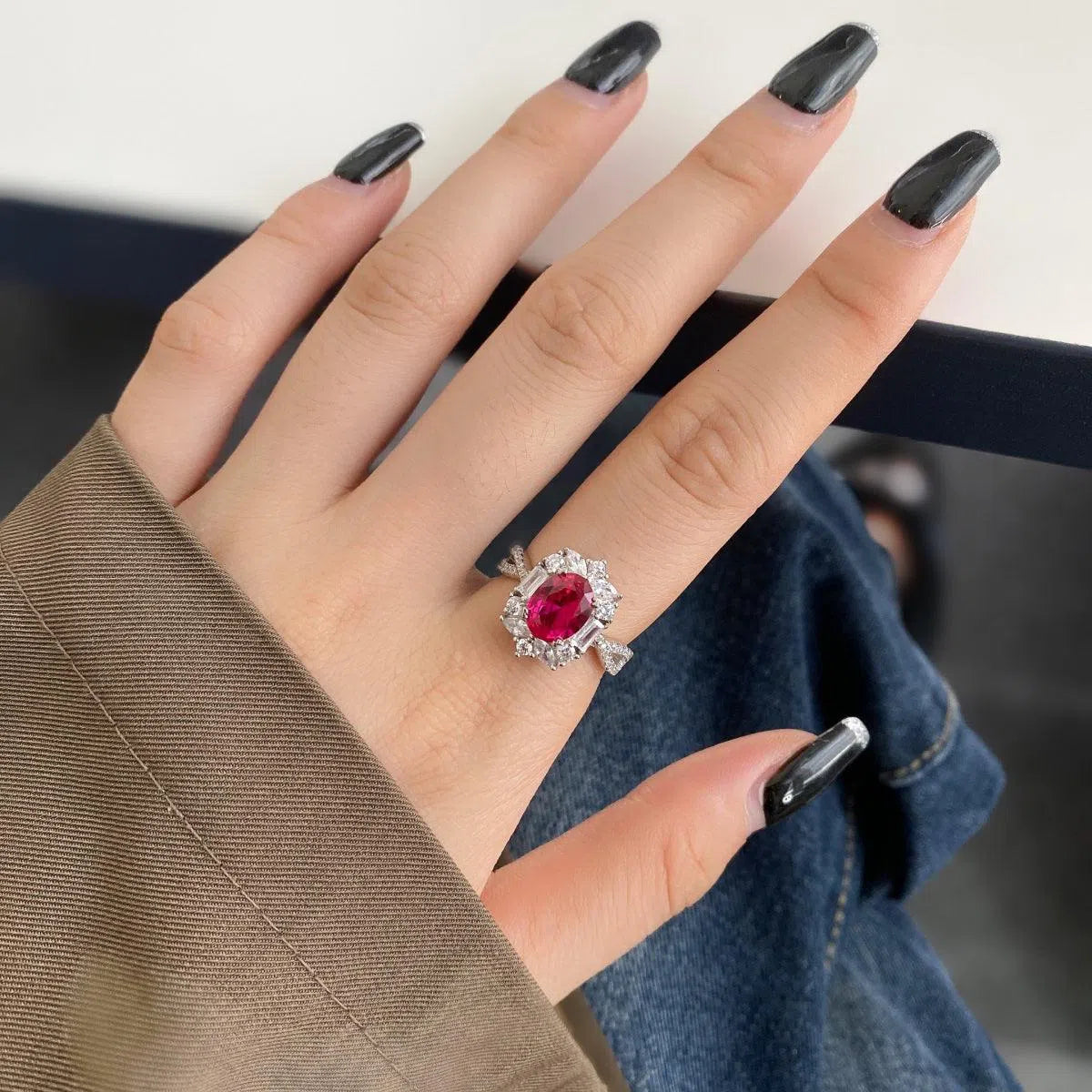 Iris red motif ring-OrifineJewels