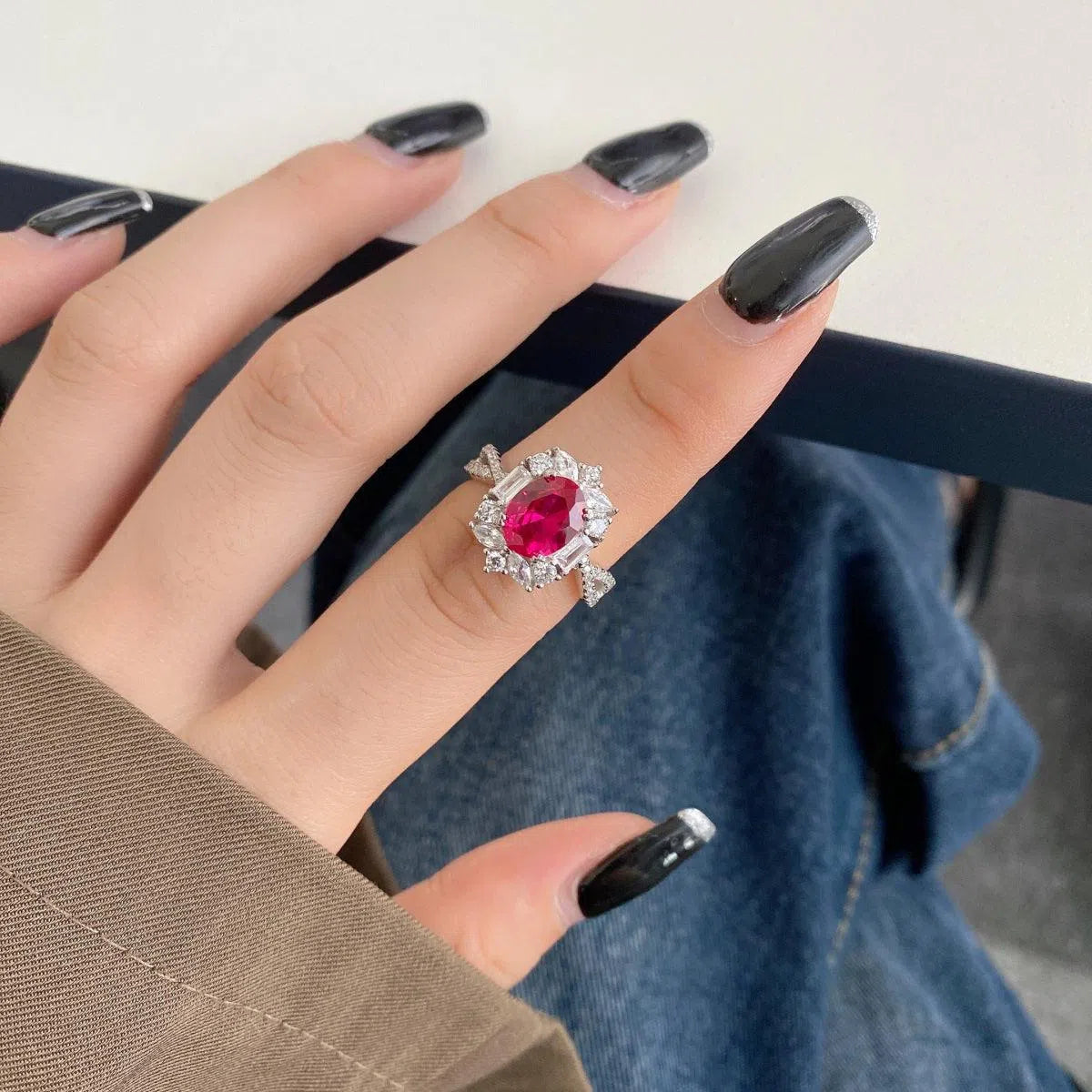 Iris red motif ring-OrifineJewels